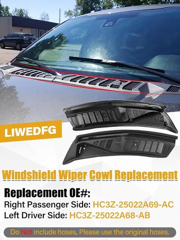 لوحة إدراج ممسحة الزجاج الأمامي المتوافقة مع Ford F150 2015-2020 OE-Style تحل محل FL3Z-15022A68-C FL3Z-15022A69-B، لوحة تهوية الغطاء العلوي الأيسر + الأيمن in Kuwait