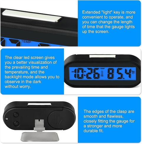MEANLIN MEASURE 2PCS Car Clocks with Temperature Date, Fahrenheit LED Backlight 2 in 1, Vehicle Adhesive Digital Dashboard Clock, Small Electronic Clock for Car Truck Dashboard & Air Vent in Saudi Arabia