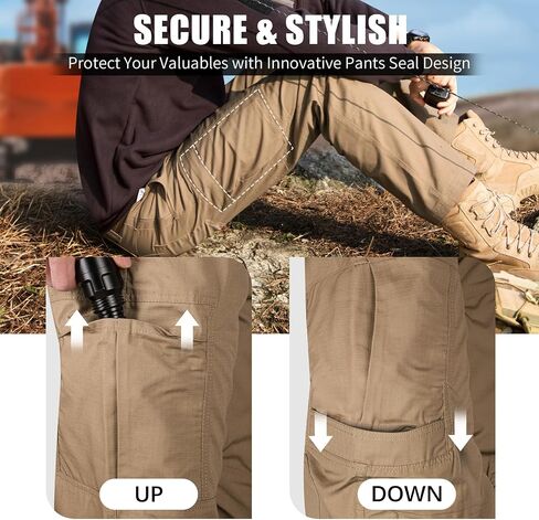 FREE SOLDIER Men's Cargo Pants Water Resistant Ripstop Tactical Pants for Men Work Pants Lightweight Outdoor Hiking Pants Men in Saudi Arabia