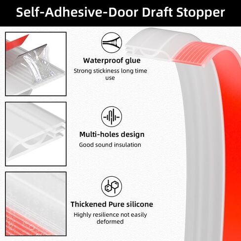 Door Draft Stopper for Bottom of Door, Adjustable Weather Stripping Door Seal for Cold Insulation, Under Door Sweep for Exterior & Interior Doors, Door Bottom Seal Blocker Noise (39inch,Black) in Kuwait