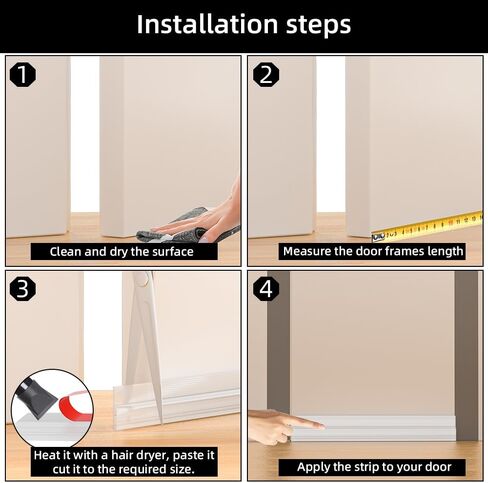 Door Draft Stopper for Bottom of Door, Adjustable Weather Stripping Door Seal for Cold Insulation, Under Door Sweep for Exterior & Interior Doors, Door Bottom Seal Blocker Noise (39inch,Black) in Kuwait