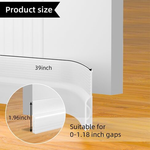 Door Draft Stopper for Bottom of Door, Adjustable Weather Stripping Door Seal for Cold Insulation, Under Door Sweep for Exterior & Interior Doors, Door Bottom Seal Blocker Noise (39inch,Black) in Kuwait