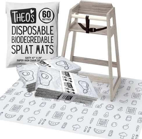 30 Pack | Disposable Splat Mats | Biodegradable + Compostable | THEO'S MATS | Under Highchair Splat Mat for Floor | Baby Led Weaning Supplies | (THEO001) in Saudi Arabia