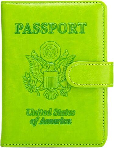 Leather Passport Holder for Travel: RFID Blocking Passport Cover - Essential Passport Wallet for Women and Men (AMC Green) in Saudi Arabia