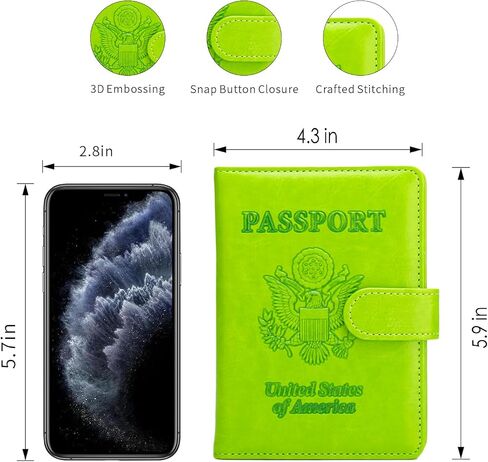 Leather Passport Holder for Travel: RFID Blocking Passport Cover - Essential Passport Wallet for Women and Men (AMC Green) in Saudi Arabia
