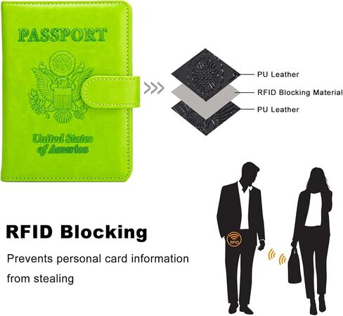 Leather Passport Holder for Travel: RFID Blocking Passport Cover - Essential Passport Wallet for Women and Men (AMC Green) in Saudi Arabia