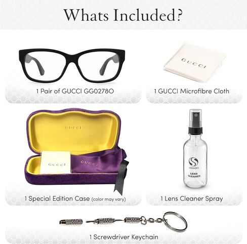 Gucci GG0278O Rectangular shape Eyeglasses + Bundle with eSHADES Luxury Eyewear Kit in Saudi Arabia