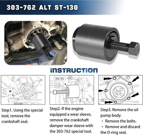مجموعة أدوات تثبيت وإزالة حلقات تثبيت العمود المرفقي الأمامي والخلفي لمحركات الديزل Ford Powerstroke 6.0L، استبدل 303-770، 303-761، 303-762، 303-771 in Saudi Arabia
