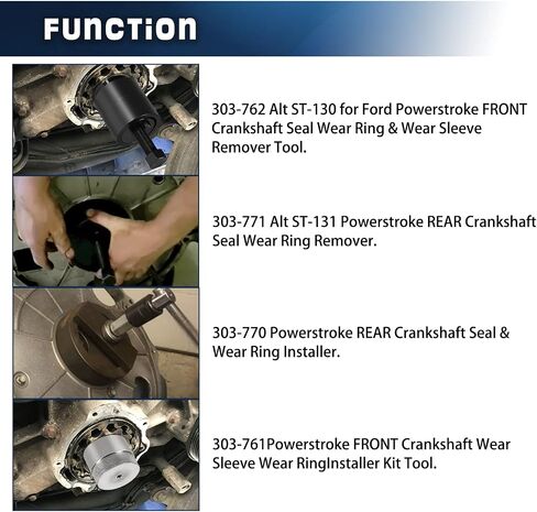 مجموعة أدوات تثبيت وإزالة حلقات تثبيت العمود المرفقي الأمامي والخلفي لمحركات الديزل Ford Powerstroke 6.0L، استبدل 303-770، 303-761، 303-762، 303-771 in Saudi Arabia