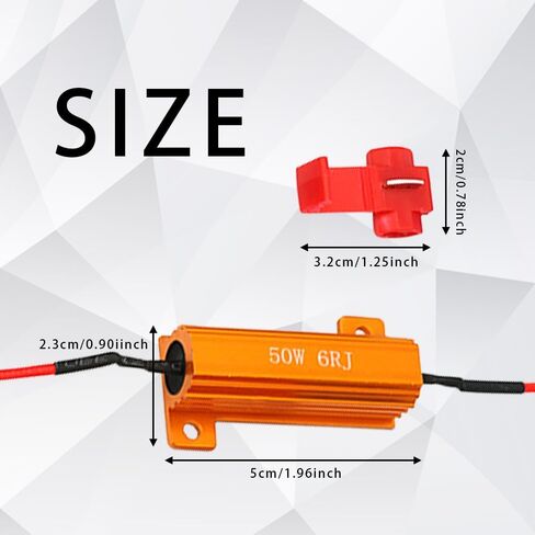 2PCS Automotive Load Resistors, 50W 6Ohm LED Load Resistors, Universal Vehicle LED License Plate Lights Resistors, LED Turn Signal Resistor Flasher Adaptor Flash Fix Error for Vehicles (Red buckle) in Saudi Arabia