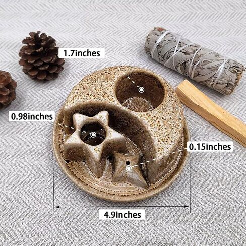 Palo Santo Stick Holder,Ceramic Sage Holder for Burning,4 in 1 Incense and Candle Holder,Ash Catcher Tray for Meditation Yoga Room White in Saudi Arabia