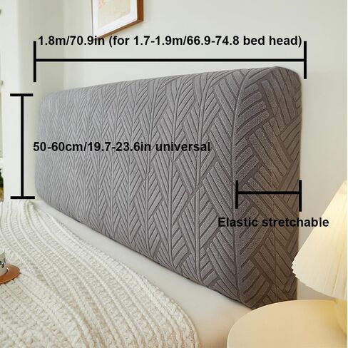 Stretch Bed Headboard Covers, Jacquard Fabric Headboard Slipcover, Soft Dustproof Protector Cover for Upholstered Headboard Queen King (Beige, 1.8m/70.9in) in Kuwait