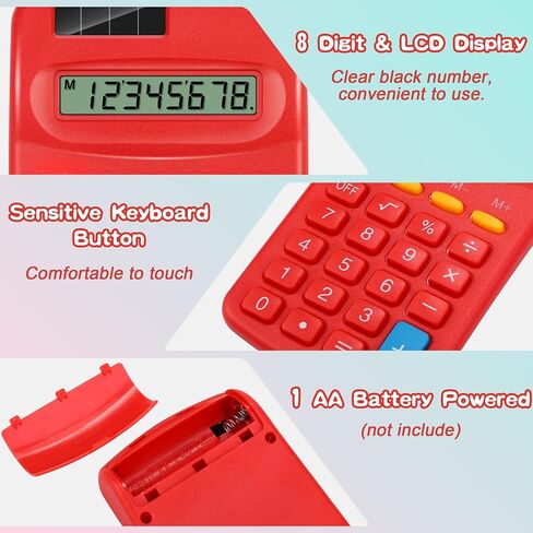 Aodaer 48 Pieces Back to School Pocket Size Calculator with Drawstring Bags Back to School 8 Digit Display Basic Calculator Mini Calculator Bulk for School Students Desktop Home Office, 8 Colors in Saudi Arabia