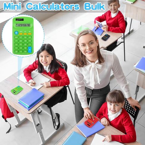 Aodaer 48 Pieces Back to School Pocket Size Calculator with Drawstring Bags Back to School 8 Digit Display Basic Calculator Mini Calculator Bulk for School Students Desktop Home Office, 8 Colors in Saudi Arabia
