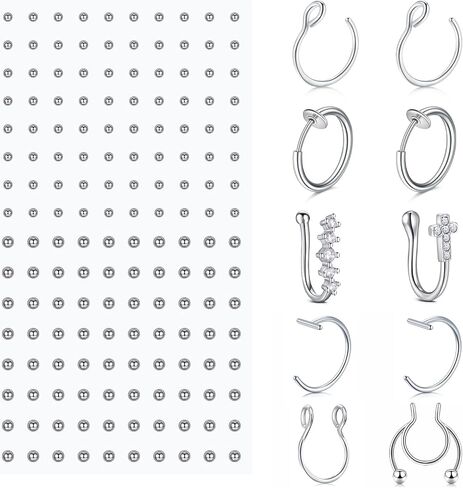 Longita Fake Piercings Fake Nose Ring Fake Eyebrow Piercing Fake Lip Ring Fake Labret Studs Stick on Fake Nose Stud Fake Septum Ring Fake Lip Piercing Adhesive Face Jewelry Non Piercing in Saudi Arabia