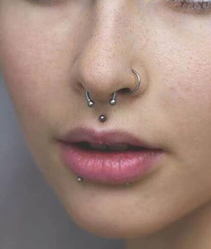 Longita Fake Piercings Fake Nose Ring Fake Eyebrow Piercing Fake Lip Ring Fake Labret Studs Stick on Fake Nose Stud Fake Septum Ring Fake Lip Piercing Adhesive Face Jewelry Non Piercing in Saudi Arabia