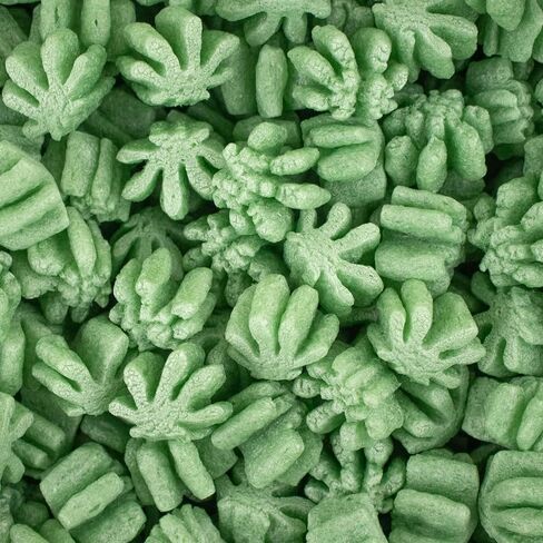 Magicwater Supply - 1 Cu Ft - Green Leaf Shaped Recycled Anti Static Packing Peanuts - Compostable & Biodegradable Cushion for Shipping - Dust-Free & Abrasion Resistant - Void Filler in Saudi Arabia