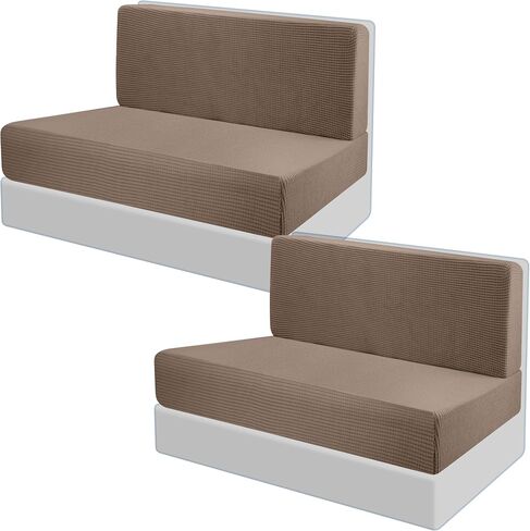 RV Dinette Cushions Covers- RV Stretch Sofa Seat Slipcovers -Washable Loveseat Sofa Furniture Protector for RV Camper Car Bench (Camel 2 Backrest Covers & 2 Bench Covers) in Saudi Arabia