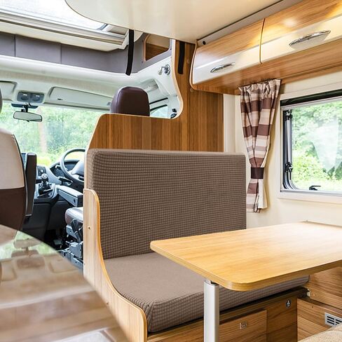 RV Dinette Cushions Covers- RV Stretch Sofa Seat Slipcovers -Washable Loveseat Sofa Furniture Protector for RV Camper Car Bench (Camel 2 Backrest Covers & 2 Bench Covers) in Saudi Arabia