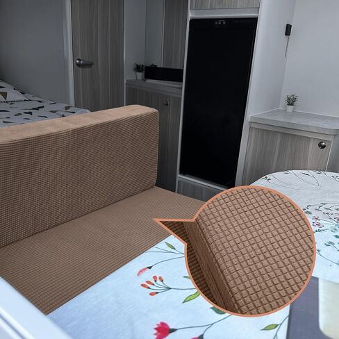RV Dinette Cushions Covers- RV Stretch Sofa Seat Slipcovers -Washable Loveseat Sofa Furniture Protector for RV Camper Car Bench (Camel 2 Backrest Covers & 2 Bench Covers) in Saudi Arabia