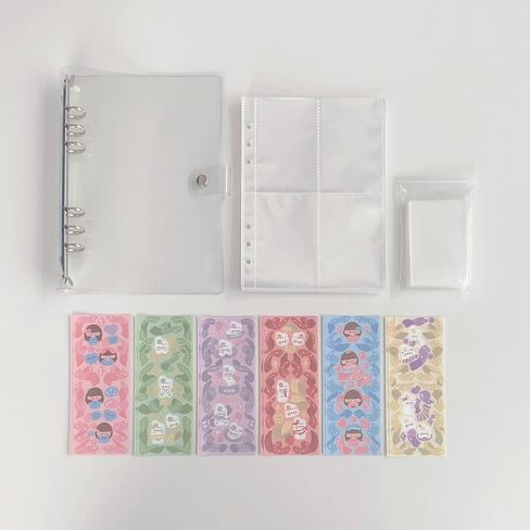 Photo Card Binder 200 Pockets Photo Card Holder Book Sleeves, 20 Diy Cute Stickers, 50 Pack Photocard Sleeves Ultra Clear Lomo Card Protector in Saudi Arabia
