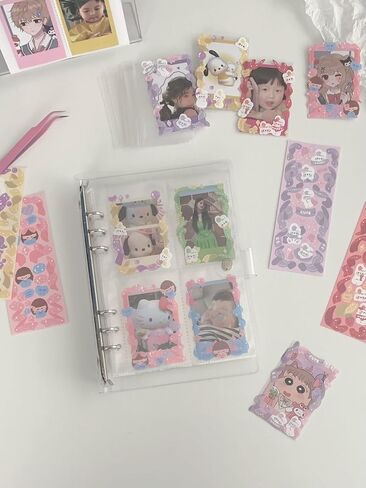 Photo Card Binder 200 Pockets Photo Card Holder Book Sleeves, 20 Diy Cute Stickers, 50 Pack Photocard Sleeves Ultra Clear Lomo Card Protector in Saudi Arabia