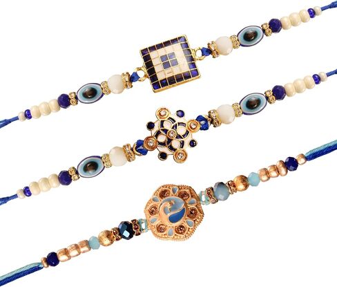 TIED RIBBONS Rakhi for Brother Set of 3 Rakhi Set for Brother | Rakhi Card | Roli Tikka - Raksha bandhan Rakhi Bracelet for Brother Rakhi for Bhaiya | Bhai Rakhi Thread | Rakhi Set for Brother in Saudi Arabia