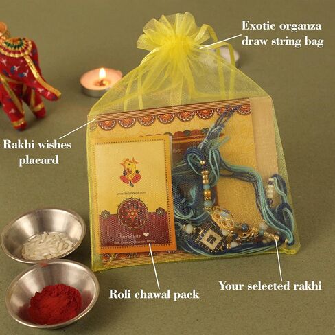 TIED RIBBONS Rakhi for Brother Set of 3 Rakhi Set for Brother | Rakhi Card | Roli Tikka - Raksha bandhan Rakhi Bracelet for Brother Rakhi for Bhaiya | Bhai Rakhi Thread | Rakhi Set for Brother in Saudi Arabia