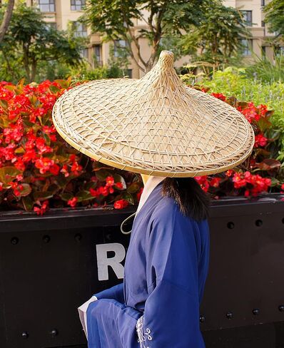 Chinese Traditional Hand-Woven Tapered Bamboo hat Sun hat Large 20.5 Inch in Saudi Arabia