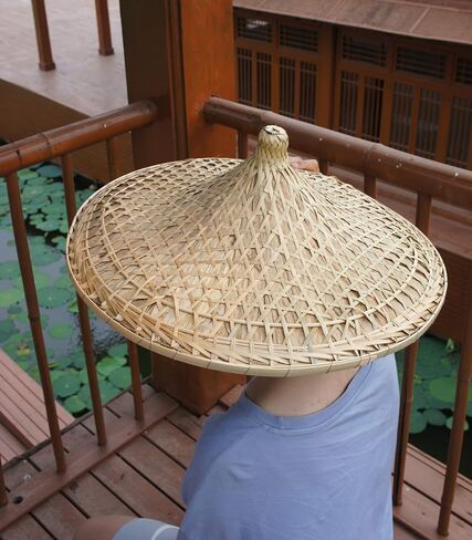 Chinese Traditional Hand-Woven Tapered Bamboo hat Sun hat Large 20.5 Inch in Saudi Arabia