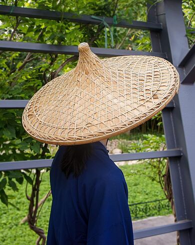 Chinese Traditional Hand-Woven Tapered Bamboo hat Sun hat Large 20.5 Inch in Saudi Arabia