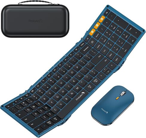 Foldable Keyboard and Mouse, ProtoArc XKM01 Folding Bluetooth Keyboard Mouse Combo for Business and Travel, 2.4G+Dual Bluetooth Full-Size Portable Keyboard for Laptop iPad Tablets - White Silver in Saudi Arabia