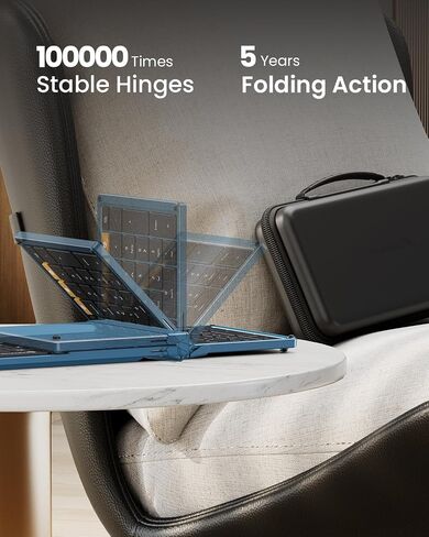 Foldable Keyboard and Mouse, ProtoArc XKM01 Folding Bluetooth Keyboard Mouse Combo for Business and Travel, 2.4G+Dual Bluetooth Full-Size Portable Keyboard for Laptop iPad Tablets - White Silver in Saudi Arabia
