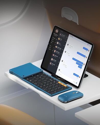 Foldable Keyboard and Mouse, ProtoArc XKM01 Folding Bluetooth Keyboard Mouse Combo for Business and Travel, 2.4G+Dual Bluetooth Full-Size Portable Keyboard for Laptop iPad Tablets - White Silver in Saudi Arabia