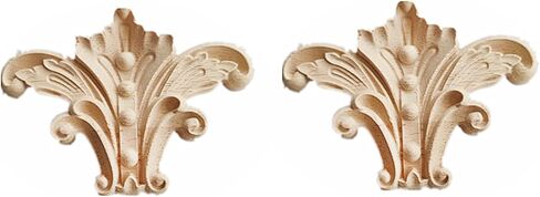 2PCS Wood Carving Decal Unpainted Wood Onlay Appliques Wood Carved Furniture DIY Appliques Onlays for Wall Bed Door Wardrobe Cabinet Furniture Decor(07,10.5x7.5cm/4.13x2.95") in Saudi Arabia