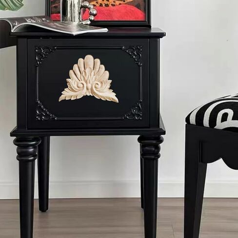 2PCS Wood Carving Decal Unpainted Wood Onlay Appliques Wood Carved Furniture DIY Appliques Onlays for Wall Bed Door Wardrobe Cabinet Furniture Decor(07,10.5x7.5cm/4.13x2.95") in Saudi Arabia