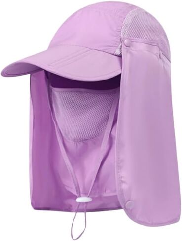 Foldable Sun Hats for Men Women Wide Brim UV Protection Fishing Hat Face Cover & Neck Flap Quick Drying & Ponytail-Hole in Saudi Arabia