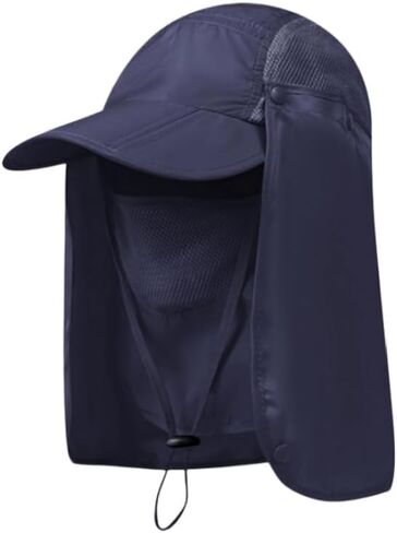 Foldable Sun Hats for Men Women Wide Brim UV Protection Fishing Hat Face Cover & Neck Flap Quick Drying & Ponytail-Hole in Saudi Arabia