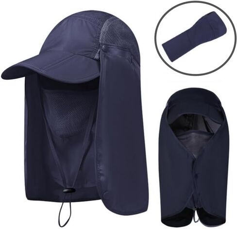 Foldable Sun Hats for Men Women Wide Brim UV Protection Fishing Hat Face Cover & Neck Flap Quick Drying & Ponytail-Hole in Saudi Arabia