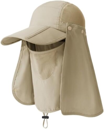 Foldable Sun Hats for Men Women Wide Brim UV Protection Fishing Hat Face Cover & Neck Flap Quick Drying & Ponytail-Hole in Saudi Arabia