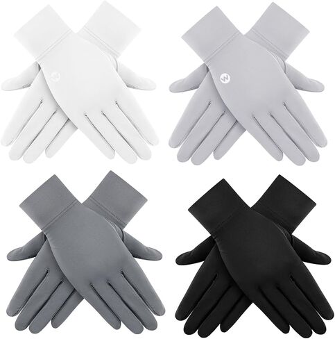 Leumoi 4 Pairs Women Driving Gloves Sun Protection Uv Gloves Touchscreen Sun Gloves Lightweight Women's Cycling Gloves Summer Sunblock Gloves for Outdoor, 4 Colors in Kuwait