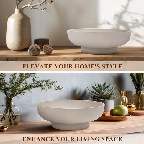 Large Decorative Bowl, Modern Handicraft Bowls for Home Decor, Decorative Fruit Bowl for Kitchen Counter, Stylish Key Bowl for Entry Table, Beige in Kuwait