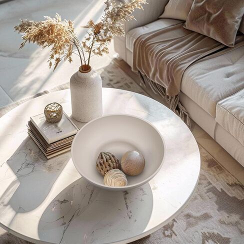 Large Decorative Bowl, Modern Handicraft Bowls for Home Decor, Decorative Fruit Bowl for Kitchen Counter, Stylish Key Bowl for Entry Table, Beige in Kuwait
