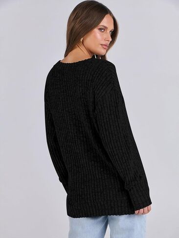 ANRABESS Womens V Neck Sweaters Long Sleeve Shirts Loose Fit Casual 2024 Fall Fashion Lightweight Pullover Tunic Tops in Saudi Arabia