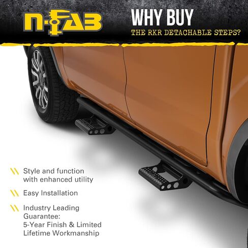 قضبان N-Fab RKR لـ FJ Cruiser | طول الكابينة، فولاذ أنبوبي، أسود مزخرف | T064RKRFJ | يناسب 2006-2018 تويوتا FJ كروزر 4 أبواب، غاز SRW in Saudi Arabia