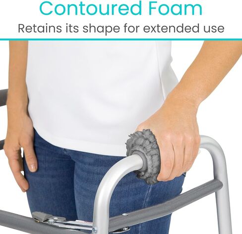 Vive Walker Handle Cushions (2-Pack) Extra Soft Sheepskin Grips - Padded Hand Cover Accessories for Folding Rolling Wheelchair, Rollator Handle, Senior, Elderly Grippers - Foam Padding for Disability in Kuwait