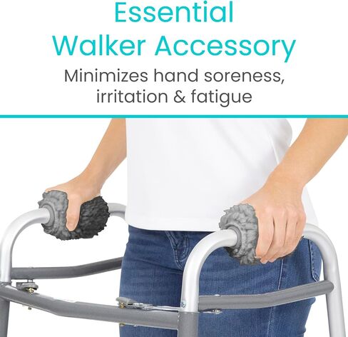 Vive Walker Handle Cushions (2-Pack) Extra Soft Sheepskin Grips - Padded Hand Cover Accessories for Folding Rolling Wheelchair, Rollator Handle, Senior, Elderly Grippers - Foam Padding for Disability in Kuwait