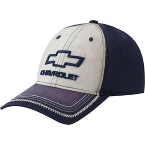 Chevrolet Dad Hat, Cotton Washed Baseball Cap with Chevy Logo and Curved Brim, Navy, One Size