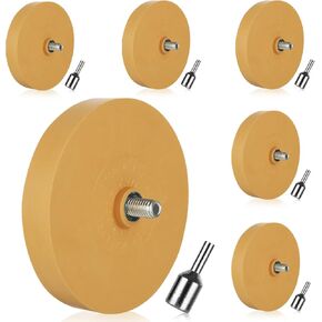 6 Pack Decal Remover Eraser Wheel Tool Kit with Adapter 3.46 inch Rubber Power Drill Eraser Wheel Adhesive Remover Wheel Tool Set for Cars, RV, Boats