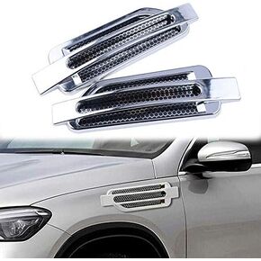 1 Pair Auto SUV Universal Car Side Mesh Vent Air Flow Fender Decoion Sticker, Car Air Flow Chrome Fender Side Vent Decor Sticker Fit for All Car in Saudi Arabia